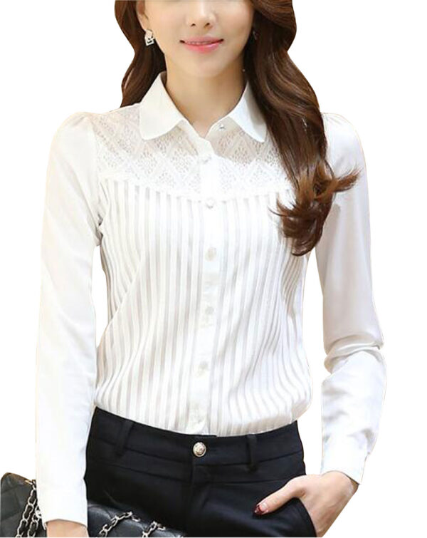 DPO - Womens Button Down Dressy Shirt Long Sleeve Stretch Blouse