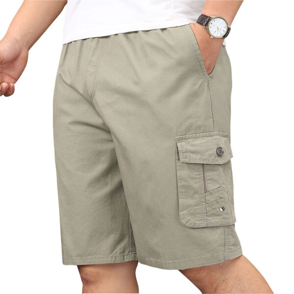 Yanggutown - Mens Lightweight Loose Fit Zip Fly Full Elastic Waist Drawstring Cargo Short