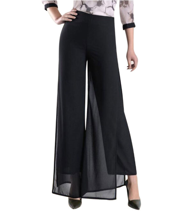 DPO - Womens High Waist Palazzo Dressy Flare Elastic Waist Split Culottes