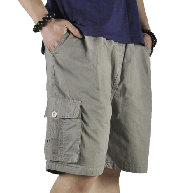 Yanggutown - Mens Relaxed Fit Elastic Waist Drawstring Simplae Cargo Short