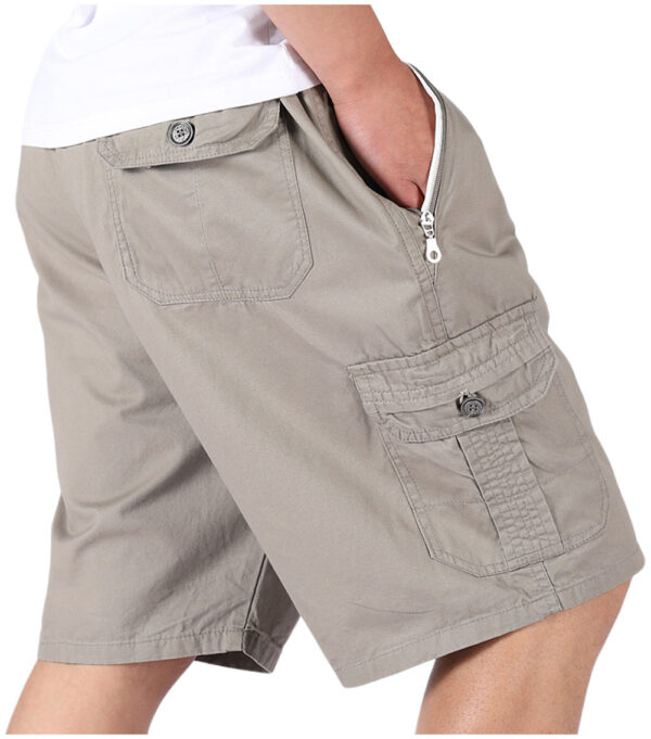 Xinnande - Mens Loose Fit Drawstring Elastic Waist Zip Fly Zip Pockets Cargo Short